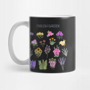 English Cottage Garden on White Background Mug